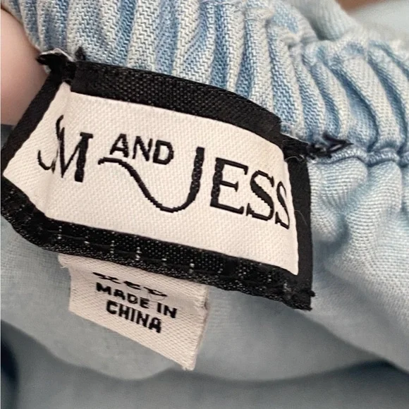 Sam and Jess Double Ruffle Off The Shoulder Blouse Light Blue Chambray Size XSP - Picture 10 of 13